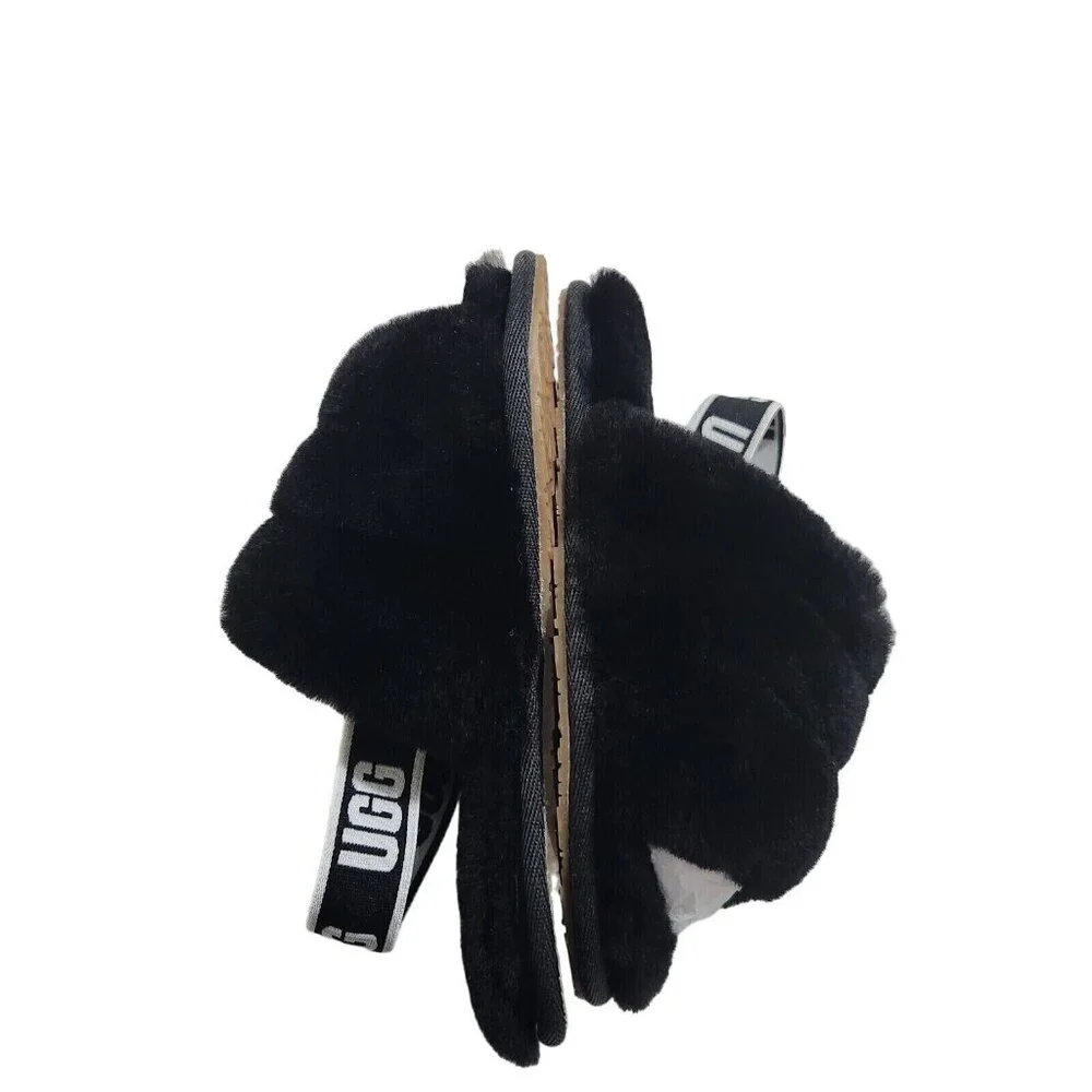UGG Slippers Fluff Yeah Toddler Size 10  Fuzzy Black House Shoes 188